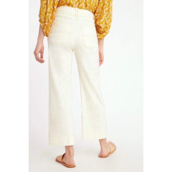 NWOT by Anthropologie Emma Coastal Minimalist Classic Wide Leg Ankle Crop Pants - Picture 4 of 14